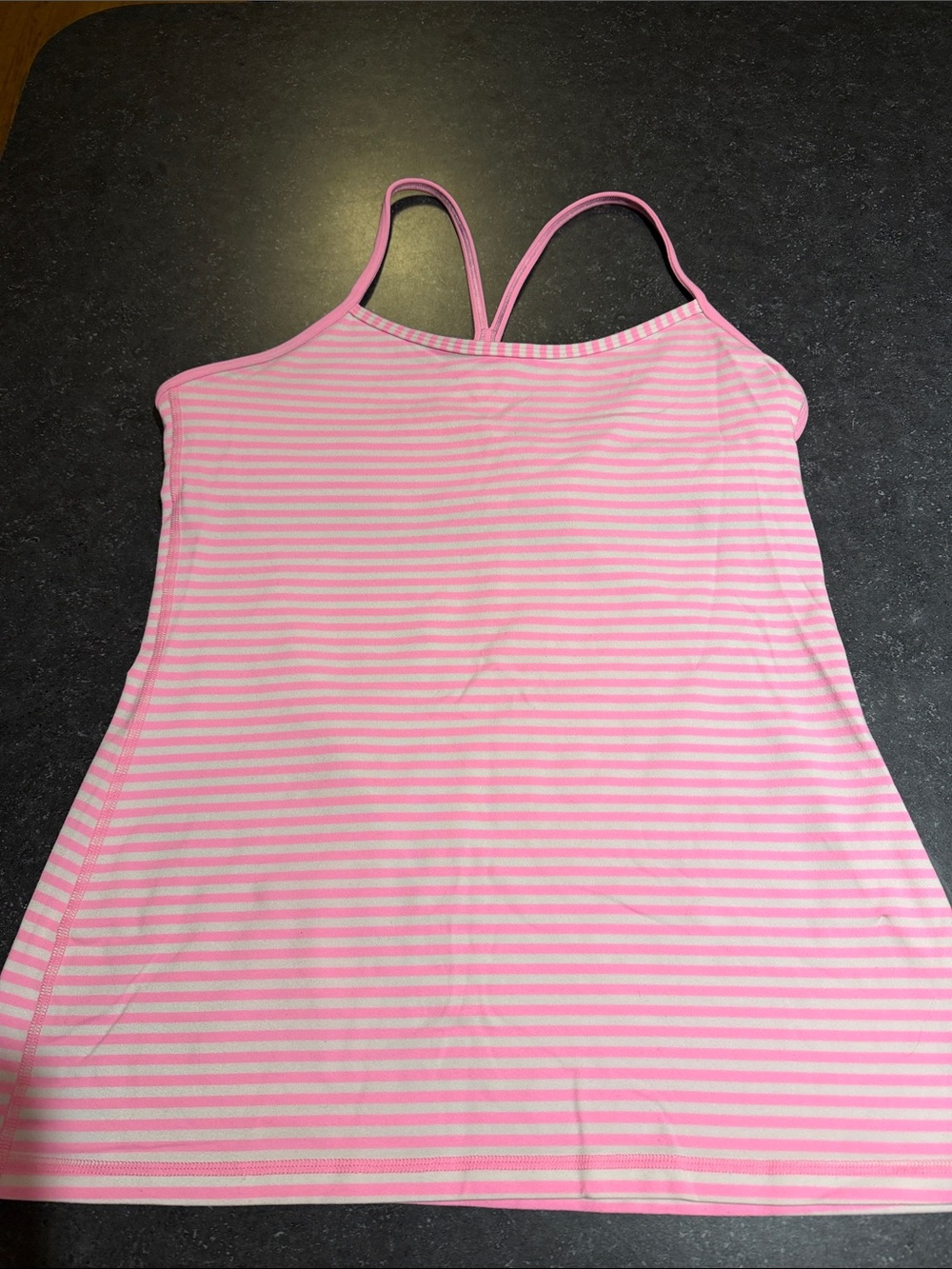 lululemon athletica Pink and White Striped Tank Top